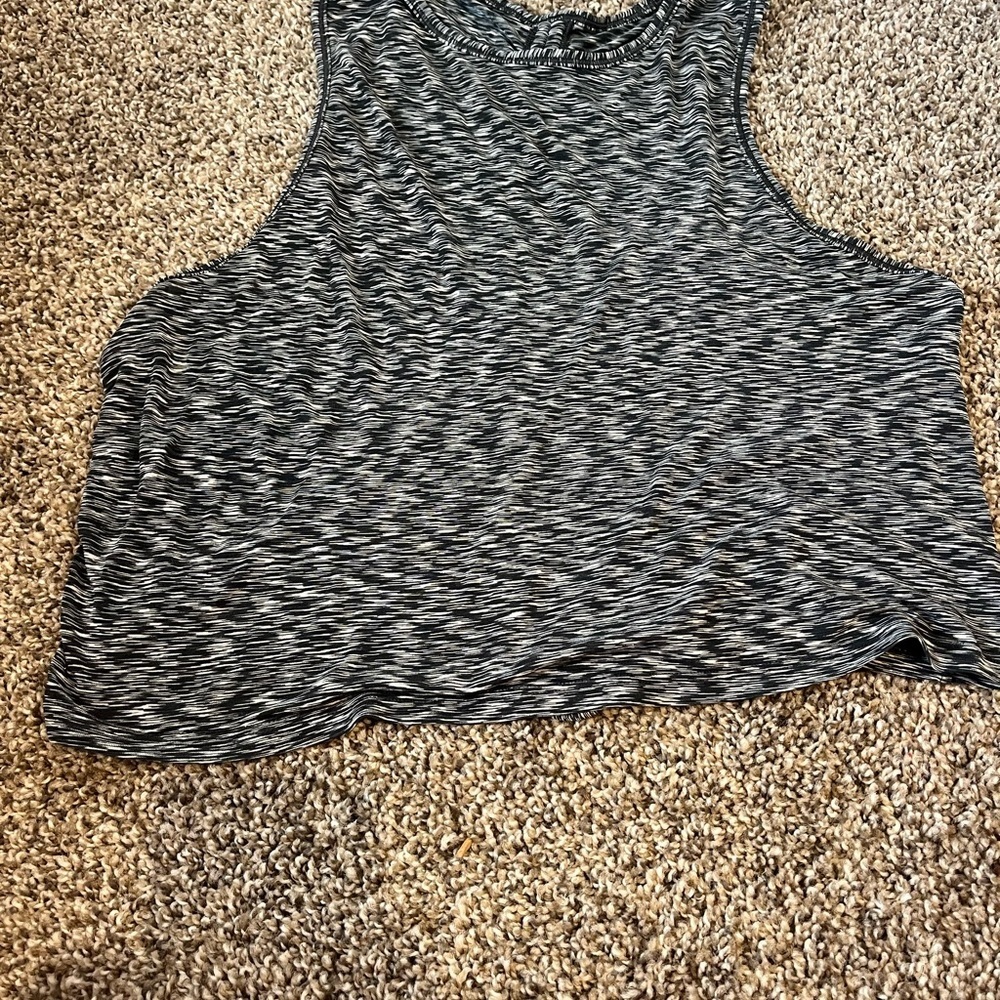 Lululemon Womens 8 Cinch Me Up Tank Spaced Out Space Dye Black/White Crop Active - Picture 3 of 11
